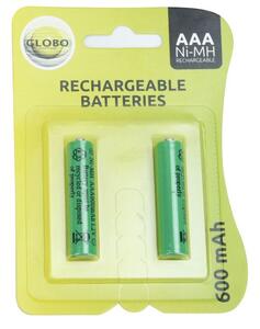 Globo 33000-2E dobíjecí baterie do solárních svítidel Ni-Mh 1,2V, AAA 600mAh, 2 ks v blistru