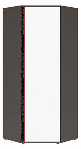 BRW skříň Graphic II, SZFN1D/B, šedý wolfram/bílá/červená