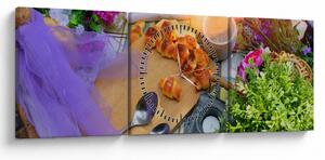 Obraz - letní piknik (s hodinami) (90x30 cm)