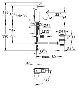 GROHE 2339000E - Umyvadlová baterie EUROCUBE DN 15 lesklý chrom