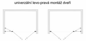 BETA LINE Chrom 95 Grape Sprchové dveře dvoukřídlé s pevnou stěnou v rovině (75+20)