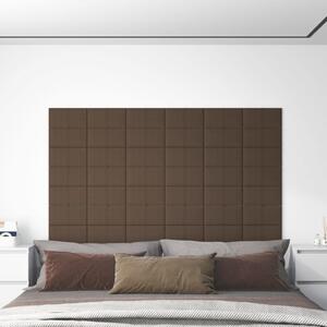 Nástěnné panely 12 ks hnědé 30 x 15 cm textil 0,54 m²