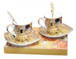 HOME ELEMENTS Espresso šapo sada 2 x 90 ml, Klimt Polibek zlatý