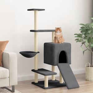 Škrabadlo pro kočky se sisalovými sloupky tmavě šedé 130,5 cm 172042