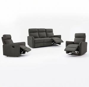 Sedací sestava BRAVEN 3+1+1 s FUNKCÍ RELAX | tmavě šedá látka | EXTRA POHODLNÉ