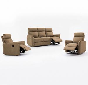 Sedací sestava BRAVEN 3+1+1 s FUNKCÍ RELAX | hnědá látka | EXTRA POHODLNÉ