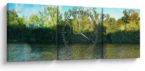 Obraz - jezero (s hodinami) (90x30 cm)