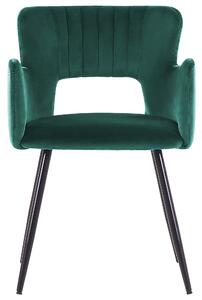 Sada 2 sametových jídelních židlí smaragdové zelené SANILAC
