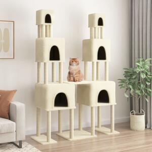 Škrabadlo pro kočky se sisalovými sloupky krémové 199 cm 172079