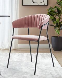 Sada 2 sametových jídelních židlí růžové MARIPOSA