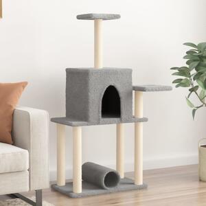 Škrabadlo pro kočky se sisalovými sloupky světle šedé 122 cm 172089