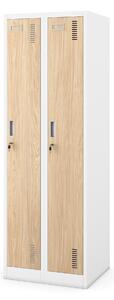 Dvoukomorová zaměstnanecká skříňka bílá / dub sonoma: Eco Design KACPER II, 600 x 1800 x 500 mm