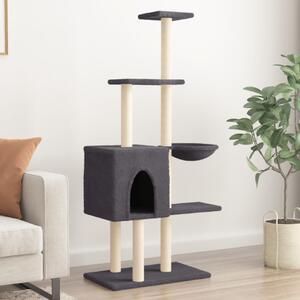 Škrabadlo pro kočky se sisalovými sloupky tmavě šedé 145 cm 172096