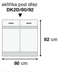 BRW Kuchyně Junona Line, dřezová skříňka DK2D/80/82, Bílá/Šedý wolfram