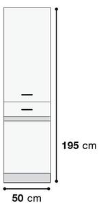 Junona Line Skříňka D2D/50/195-L Bílá/Bílý lesk, šedý wolfram