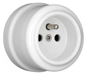 Elhard - Keramická retro zásuvka domovní 230V bílá