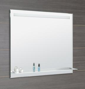 Aqualine Zrcadlo s LED osvětlením a policí 100x80cm, kolébkový vypínač