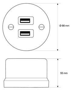 Elhard - Keramická retro zásuvka 2xUSB-A černá