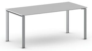 Jednací kancelářský stůl PRIMO INFINITY, 180x90 cm, šedostříbrná podnož, šedá