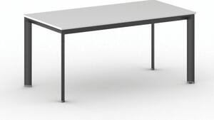 Kancelářský stůl PRIMO INVITATION, černá podnož, 1600 x 800 mm, bílá