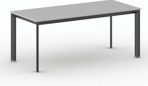 Jednací kancelářský stůl PRIMO INVITATION, 180x80 cm, černá podnož, šedá