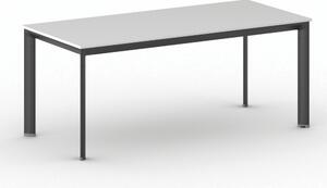 Jednací kancelářský stůl PRIMO INVITATION, 180x80 cm, černá podnož, bílá