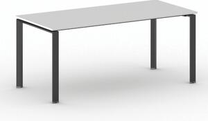 Jednací kancelářský stůl PRIMO INFINITY, 180x90 cm, černá podnož, bílá