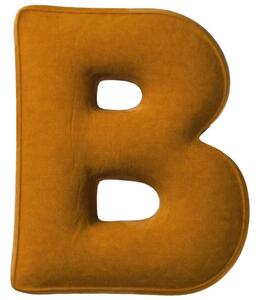 Yellow Tipi Cihlově oranžový sametový polštář písmeno B 40 cm