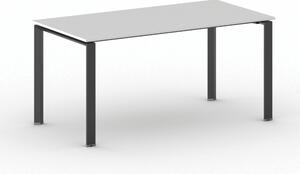 Jednací stůl PRIMO INFINITY s černou podnoží 1600 x 800 x 750 mm, bílá