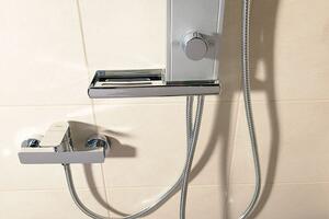 Aqualine ROME sprchový sloup k napojení na baterii, hlavová, ruční sprcha, hliník