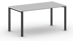 Jednací kancelářský stůl PRIMO INFINITY, 160x80 cm, černá podnož, šedá
