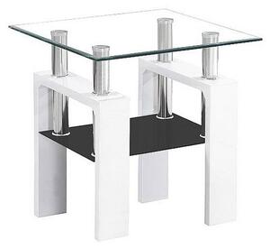 Lisa D Konferenční stolek, Bílá lak MDF/sklo/ police černá