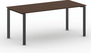 Jednací kancelářský stůl PRIMO INFINITY, 180x90 cm, černá podnož, ořech