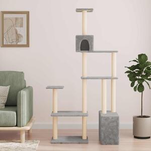 Kočičí strom se škrabacími sloupky sisal Světle šedá 177,5 cm 172390
