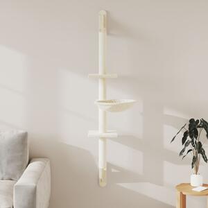 Nástěnné škrabadlo pro kočky se sloupkem krémové 142,5 cm 172395