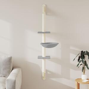 Nástěnné škrabadlo pro kočky se sloupkem světle šedé 142,5 cm 172396
