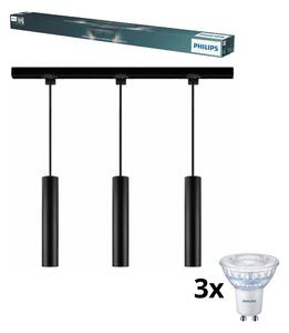 Philips-LED Stm. lustr na lanku v lišt sys EASYLINK 3xGU10/6,2W/230V 1m černá