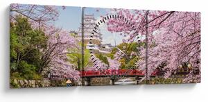 Obraz japonské třešně (s hodinami) (90x30 cm)