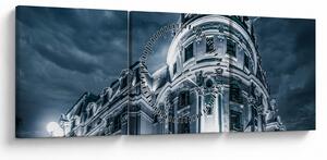 Obraz architektury v temnu (s hodinami) (90x30 cm)