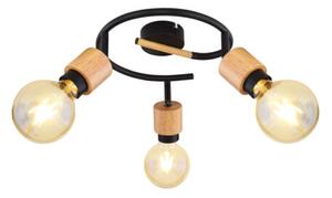 GLOBO 54031-3 JORNA stropní bodové svítidlo/spot D250mm 3xE27 černá, dřevo