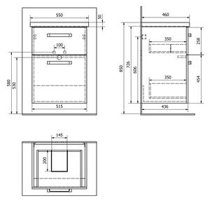 VEGA umyvadlová skříňka 51,5x72,6x43,6cm, 2x zásuvka, bílá
