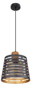 GLOBO 15451H ABLONA závěsné svítidlo D250mm 1xE27 černá matná, dřevo, zlatá