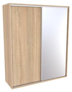 Šatní skříň FLEXI 2 se zrcadlem Varianta barvy: Dub natur (dub sonoma), Šířka: 200 cm, Výška: 220 cm
