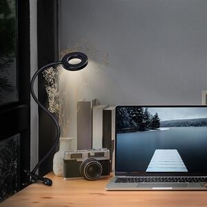SOLIGHT LED stmívatelná stolní lampička s klipem, 300lm, nastavitelná teplota světla, USB