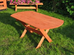 Vingo Oválný zahradní stůl z borovice – hnědá, 150 x 80 x 64 cm