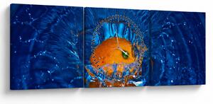 Obraz - pomeranč ve vodě (s hodinami) (90x30 cm)