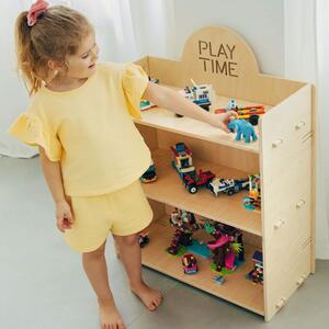 Dřevěný regál PLAY TIME do dětského pokoje - Nelakovaná