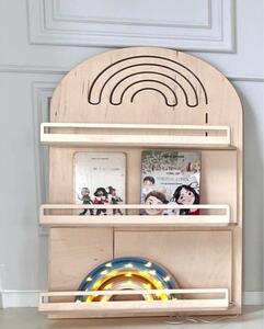 Závěsná dřevěná knihovna RAINBOW do dětského pokoje - Nelakovaná