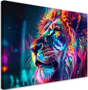 Obraz na plátně Zamyšlený barevný lev Rozměry: 60 x 40 cm