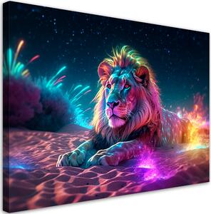 Obraz na plátně Noční obloha a lev Rozměry: 60 x 40 cm
